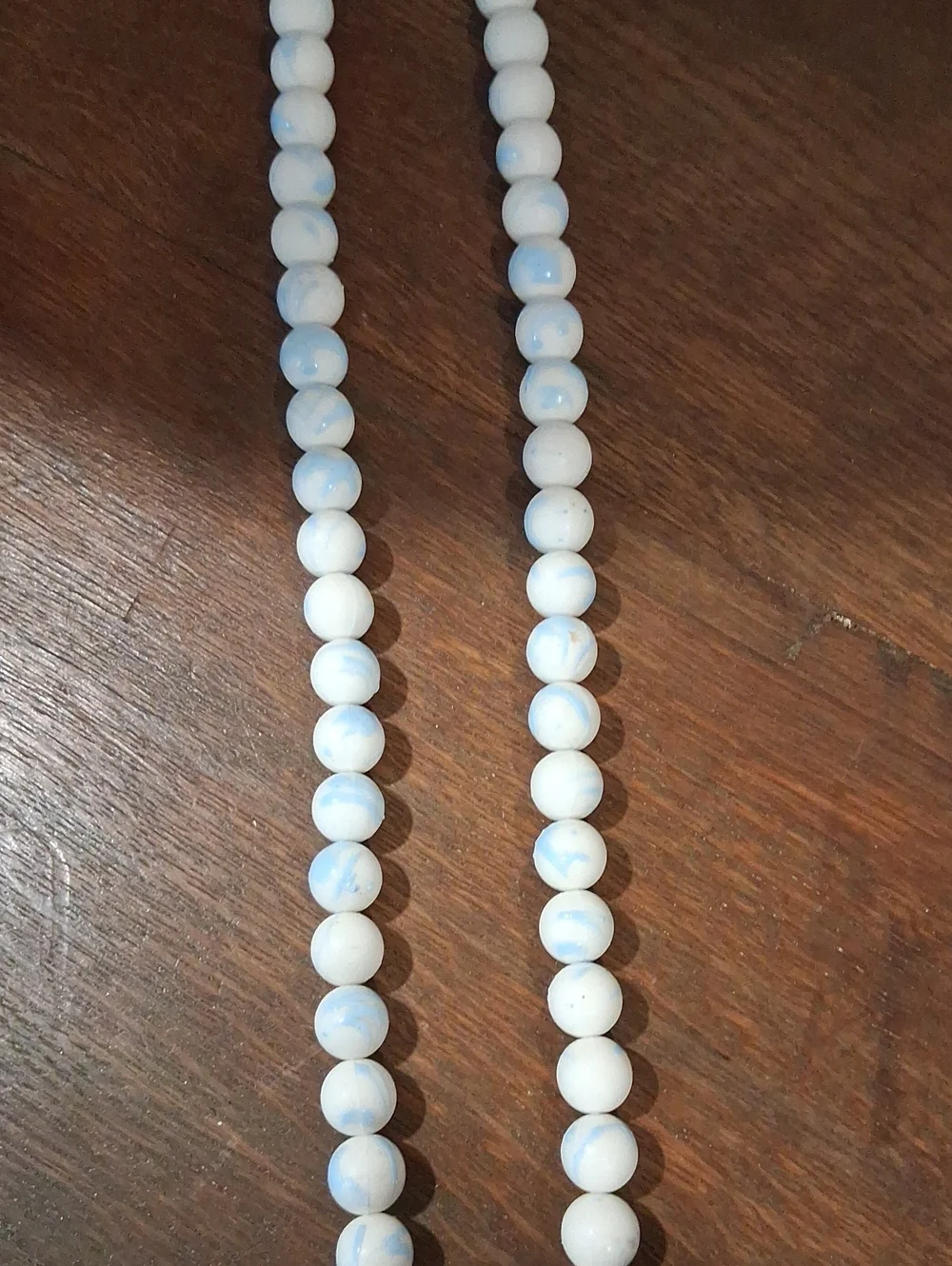 White and Light Blue Beaded Necklace for Women